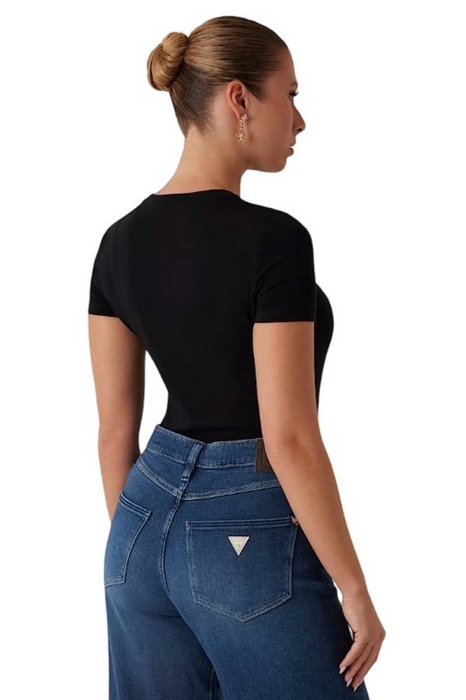 GUESS LOGO LACE TEE T-SHIRT ΜΠΛΟΥΖΑ ΓΥΝΑΙΚΕΙΑ BLACK