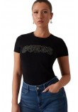 GUESS LOGO LACE TEE T-SHIRT ΜΠΛΟΥΖΑ ΓΥΝΑΙΚΕΙΑ BLACK