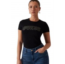 GUESS LOGO LACE TEE T-SHIRT ΜΠΛΟΥΖΑ ΓΥΝΑΙΚΕΙΑ BLACK