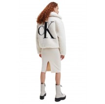 CALVIN KLEIN JEANS BACK CK SHERPA SHORT JACKET ΜΠΟΥΦΑΝ ΓΥΝΑΙΚΕΙΟ ECRU