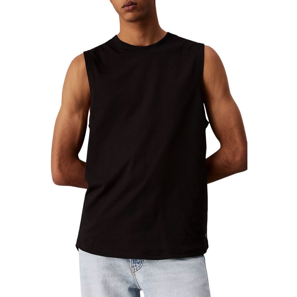 CALVIN KLEIN JEANS WOVEN LABEL TANK ΜΠΛΟΥΖΑ ΑΝΔΡΙΚΗ BLACK