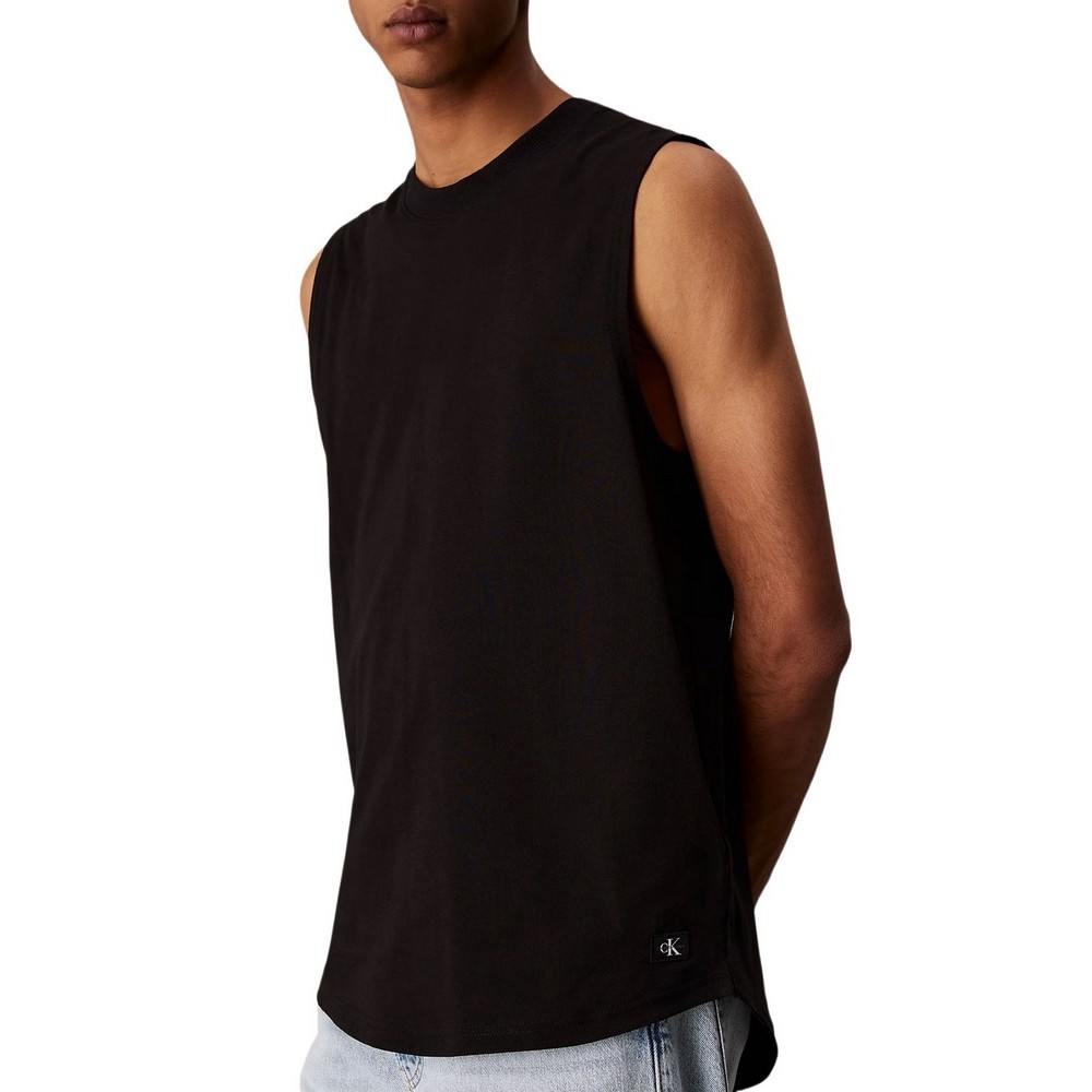 CALVIN KLEIN JEANS WOVEN LABEL TANK ΜΠΛΟΥΖΑ ΑΝΔΡΙΚΗ BLACK