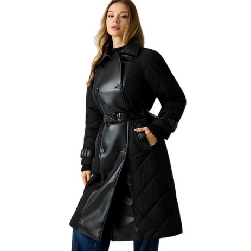 GUESS ALEXANE QUILTED TRENCH ΠΑΛΤΟ ΓΥΝΑΙΚΕΙΟ BLACK