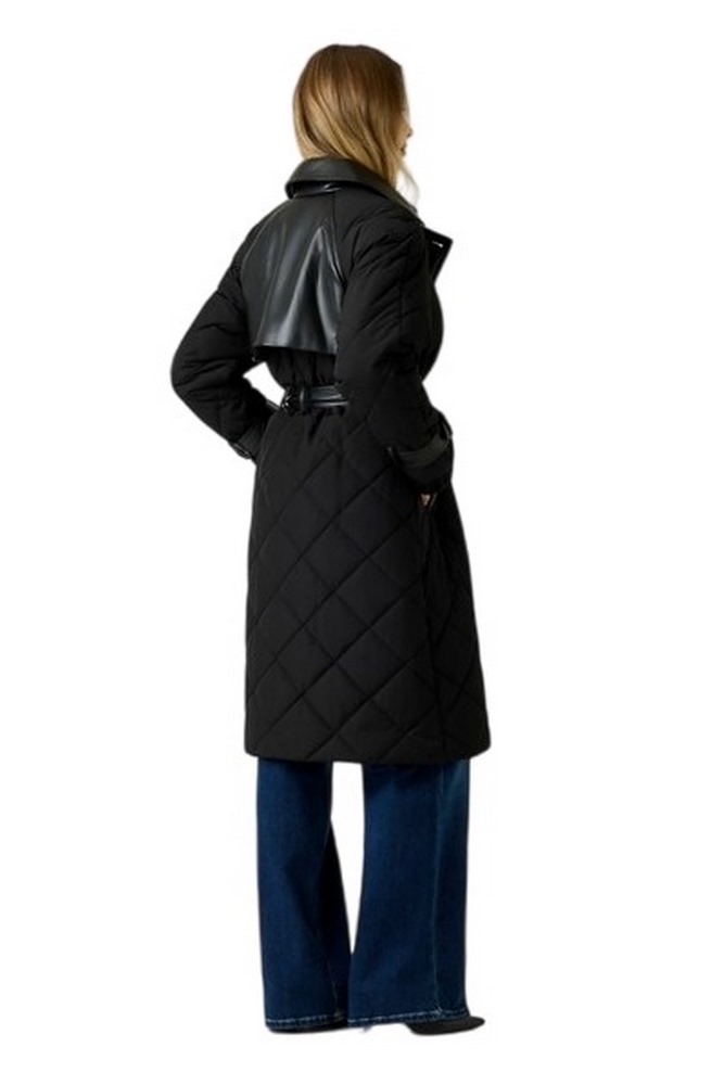 GUESS ALEXANE QUILTED TRENCH ΠΑΛΤΟ ΓΥΝΑΙΚΕΙΟ BLACK