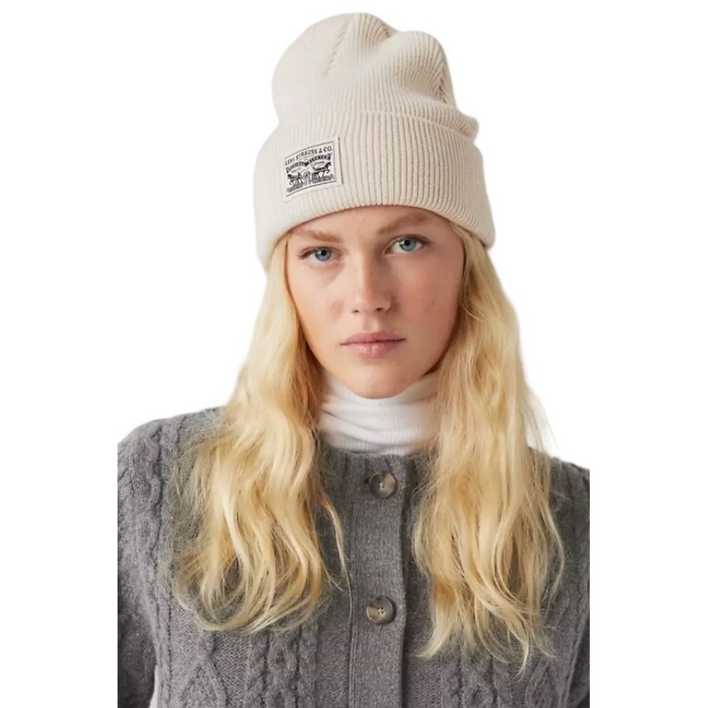 LEVIS® BACKPATCH BEANIE WOMENS ΣΚΟΥΦΟΣ ΓΥΝΑΙΚΕΙΟΣ ECRU