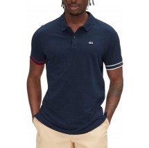 TOMMY JEANS SLIM FLAG CUFF POLO EXT T-SHIRT ΜΠΛΟΥΖΑ ΑΝΔΡΙΚΗ NAVY