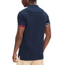 TOMMY JEANS SLIM FLAG CUFF POLO EXT T-SHIRT ΜΠΛΟΥΖΑ ΑΝΔΡΙΚΗ NAVY