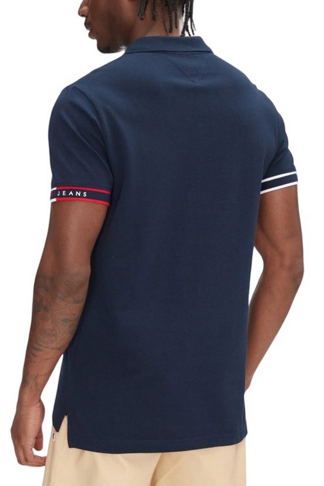 TOMMY JEANS SLIM FLAG CUFF POLO EXT T-SHIRT ΜΠΛΟΥΖΑ ΑΝΔΡΙΚΗ NAVY