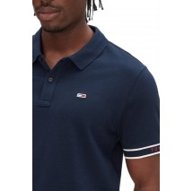 TOMMY JEANS SLIM FLAG CUFF POLO EXT T-SHIRT ΜΠΛΟΥΖΑ ΑΝΔΡΙΚΗ NAVY