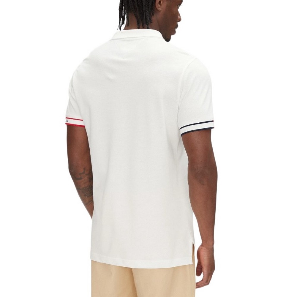 TOMMY JEANS SLIM FLAG CUFF POLO EXT T-SHIRT ΜΠΛΟΥΖΑ ΑΝΔΡΙΚΗ WHITE