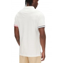 TOMMY JEANS SLIM FLAG CUFF POLO EXT T-SHIRT ΜΠΛΟΥΖΑ ΑΝΔΡΙΚΗ WHITE