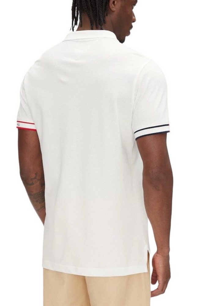 TOMMY JEANS SLIM FLAG CUFF POLO EXT T-SHIRT ΜΠΛΟΥΖΑ ΑΝΔΡΙΚΗ WHITE