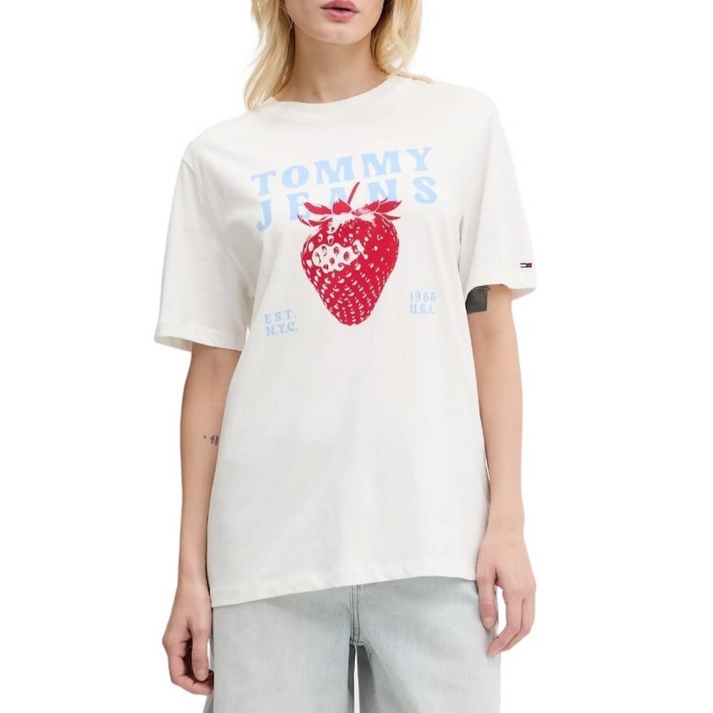 TOMMY JEANS RLX TJ STRAWBERRY TEE T-SHIRT ΜΠΛΟΥΖΑ ΓΥΝΑΙΚΕΙΑ OFF WHITE