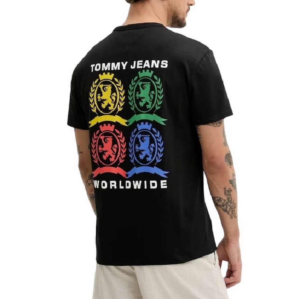 TOMMY JEANS REG 4CLR CREST TEE T-SHIRT ΜΠΛΟΥΖΑ ΑΝΔΡΙΚΗ BLACK