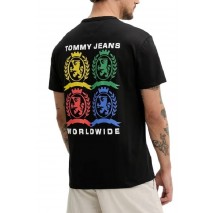 TOMMY JEANS REG 4CLR CREST TEE T-SHIRT ΜΠΛΟΥΖΑ ΑΝΔΡΙΚΗ BLACK