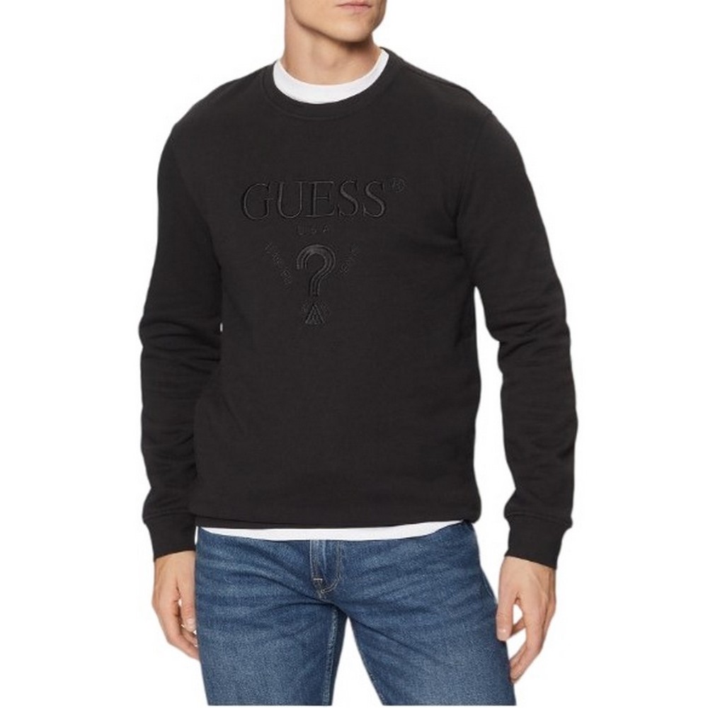 GUESS CN BASIC LOGO SWEATSHIRT ΜΠΛΟΥΖΑ ΦΟΥΤΕΡ ΑΝΔΡΙΚΗ BLACK