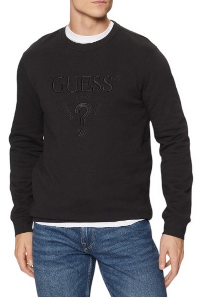 GUESS CN BASIC LOGO SWEATSHIRT ΜΠΛΟΥΖΑ ΦΟΥΤΕΡ ΑΝΔΡΙΚΗ BLACK