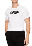 GUESS BSC VELVET LOGO TEE T-SHIRT ΜΠΛΟΥΖΑ ΑΝΔΡΙΚΗ WHITE