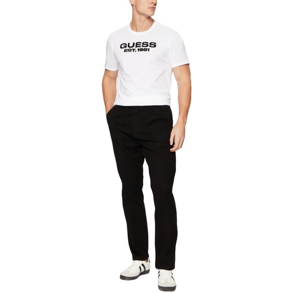 GUESS BSC VELVET LOGO TEE T-SHIRT ΜΠΛΟΥΖΑ ΑΝΔΡΙΚΗ WHITE
