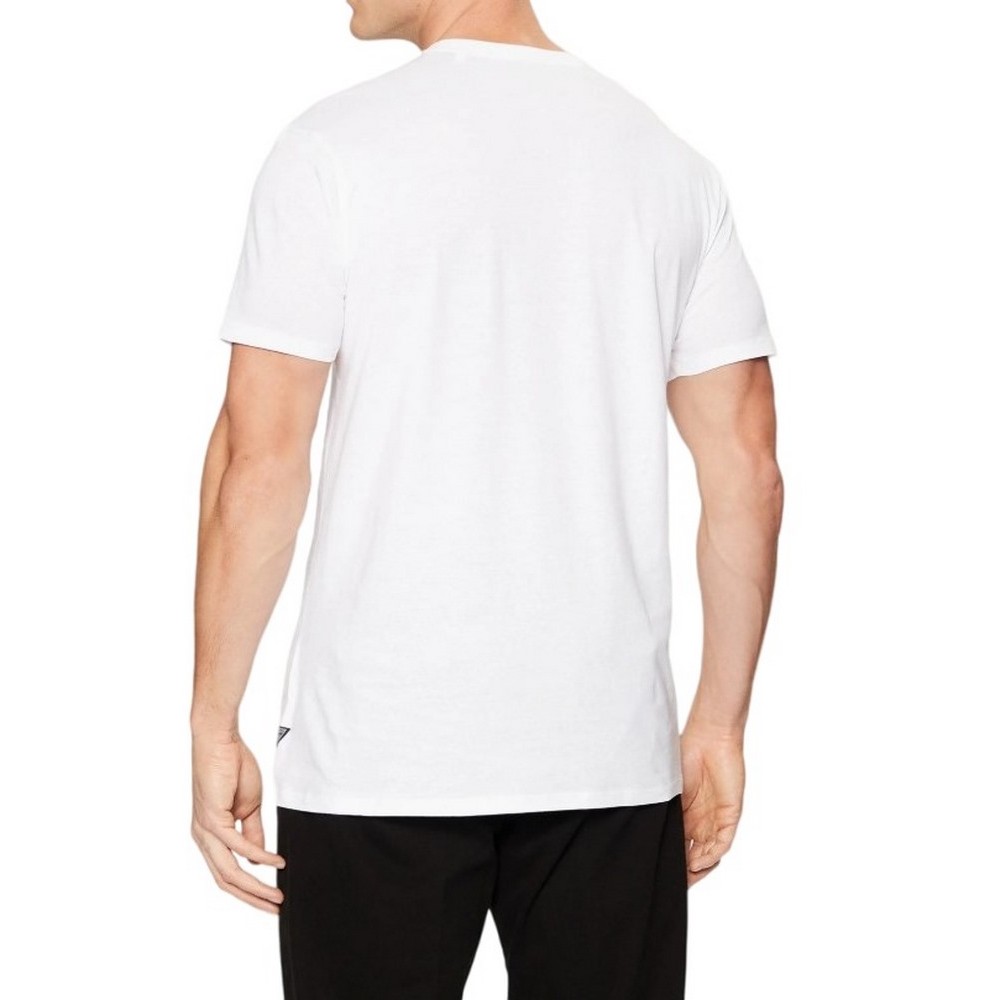 GUESS BSC VELVET LOGO TEE T-SHIRT ΜΠΛΟΥΖΑ ΑΝΔΡΙΚΗ WHITE