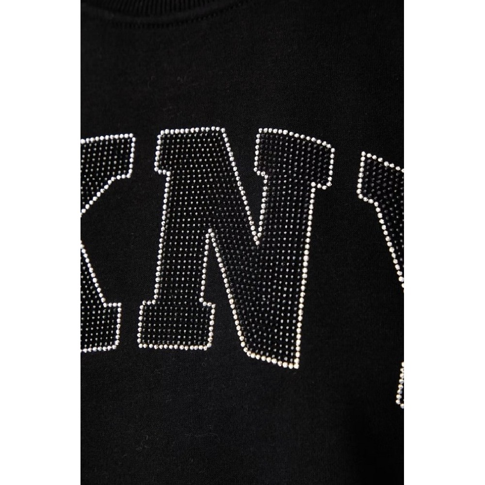 DKNY RHINESTONE LOGO SWEATSHIRT ΜΠΛΟΥΖΑ ΦΟΥΤΕΡ ΓΥΝΑΙΚΕΙΑ BLACK