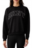 DKNY RHINESTONE LOGO SWEATSHIRT ΜΠΛΟΥΖΑ ΦΟΥΤΕΡ ΓΥΝΑΙΚΕΙΑ BLACK