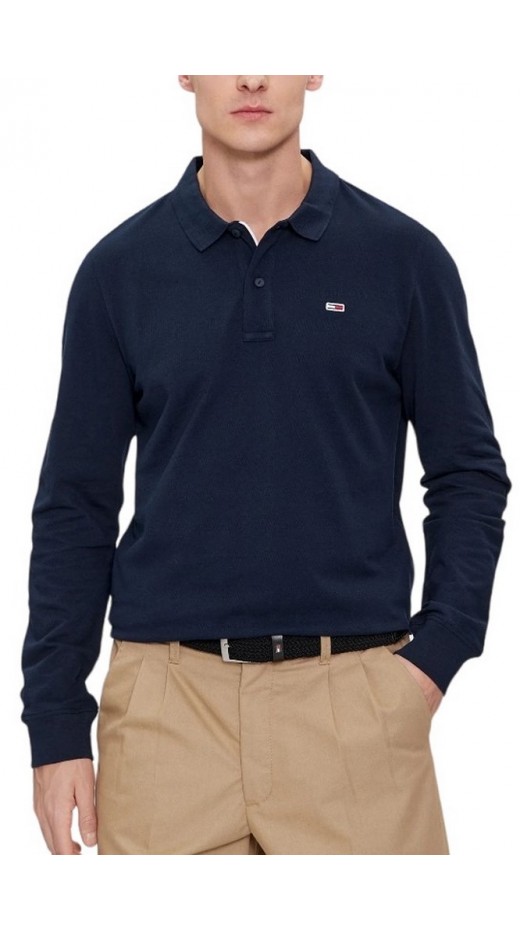 TOMMY JEANS SLIM PLACKET LS POLO ΜΠΛΟΥΖΑ ΑΝΔΡΙΚΗ NAVY