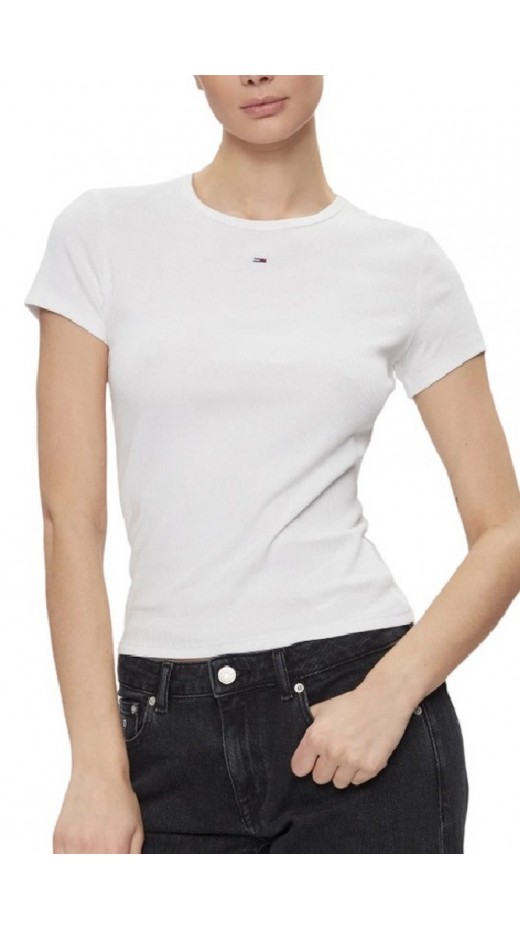 TOMMY JEANS SLIM ESSENTIAL RIB SS EXT T-SHIRT ΜΠΛΟΥΖΑ ΓΥΝΑΙΚΕΙΑ WHITE