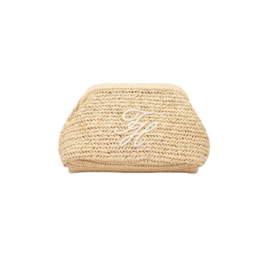 TOMMY HILFIGER  ELEVATED SUMMER CLUTCH RAFFIA ΤΣΑΝΤΑ ΓΥΝΑΙΚΕΙΑ NATURAL