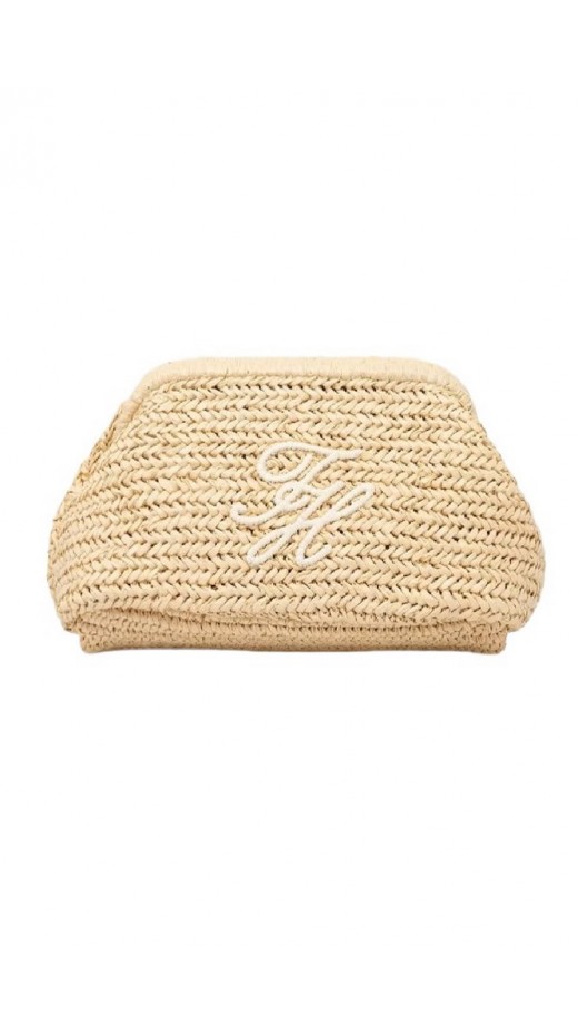 TOMMY HILFIGER  ELEVATED SUMMER CLUTCH RAFFIA ΤΣΑΝΤΑ ΓΥΝΑΙΚΕΙΑ NATURAL