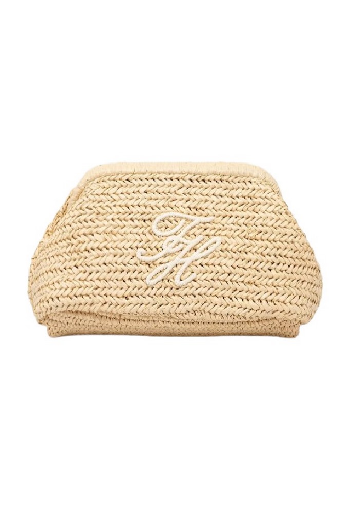 TOMMY HILFIGER  ELEVATED SUMMER CLUTCH RAFFIA ΤΣΑΝΤΑ ΓΥΝΑΙΚΕΙΑ NATURAL