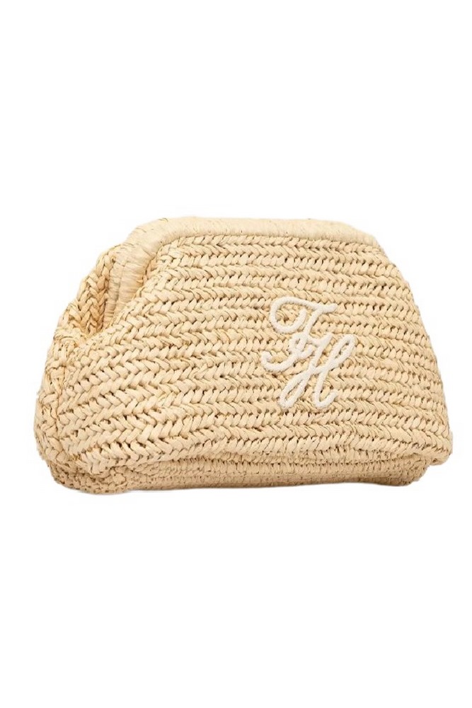 TOMMY HILFIGER  ELEVATED SUMMER CLUTCH RAFFIA ΤΣΑΝΤΑ ΓΥΝΑΙΚΕΙΑ NATURAL