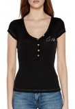 GUESS HENLEY OLYMPIA TOP ΜΠΛΟΥΖΑ ΓΥΝΑΙΚΕΙΑ BLACK