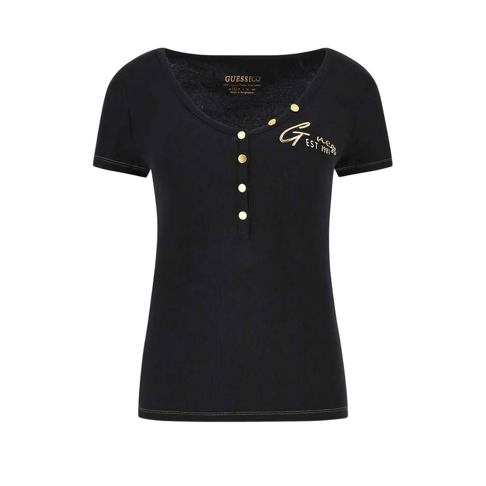 GUESS HENLEY OLYMPIA TOP ΜΠΛΟΥΖΑ ΓΥΝΑΙΚΕΙΑ BLACK