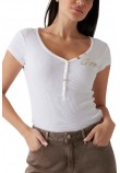 GUESS HENLEY OLYMPIA TOP ΜΠΛΟΥΖΑ ΓΥΝΑΙΚΕΙΑ WHITE