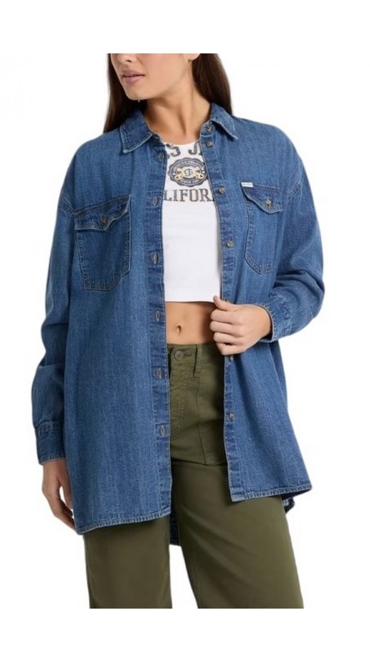 GUESS JEANS OVERSIZE LS DENIM SHIRT ΠΟΥΚΑΜΙΣΟ ΓΥΝΑΙΚΕΙΟ BLUΕ DENIM