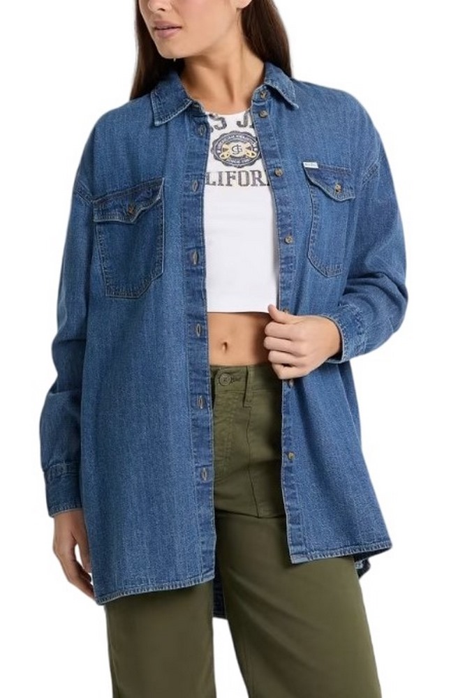 GUESS JEANS OVERSIZE LS DENIM SHIRT ΠΟΥΚΑΜΙΣΟ ΓΥΝΑΙΚΕΙΟ BLUΕ DENIM
