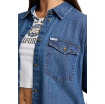 GUESS JEANS OVERSIZE LS DENIM SHIRT ΠΟΥΚΑΜΙΣΟ ΓΥΝΑΙΚΕΙΟ BLUΕ DENIM