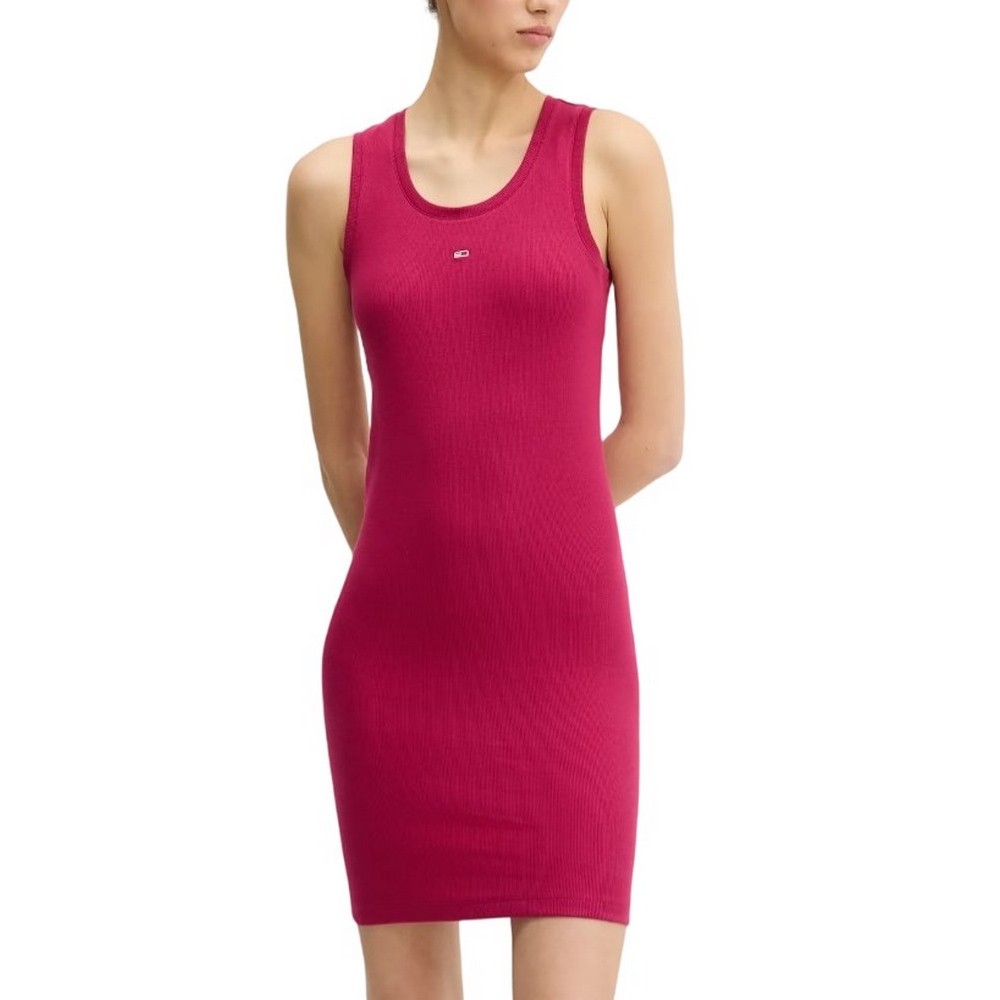 TOMMY JEANS ESSENTIAL RIB BODYCON EXT ΦΟΡΕΜΑ ΓΥΝΑΙΚΕΙΟ MAGENTA
