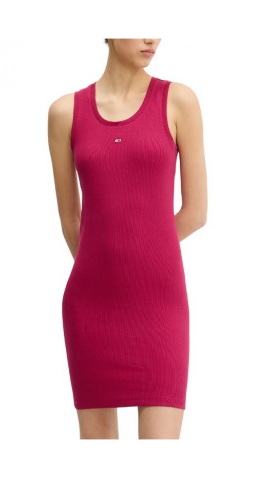 TOMMY JEANS ESSENTIAL RIB BODYCON EXT ΦΟΡΕΜΑ ΓΥΝΑΙΚΕΙΟ MAGENTA