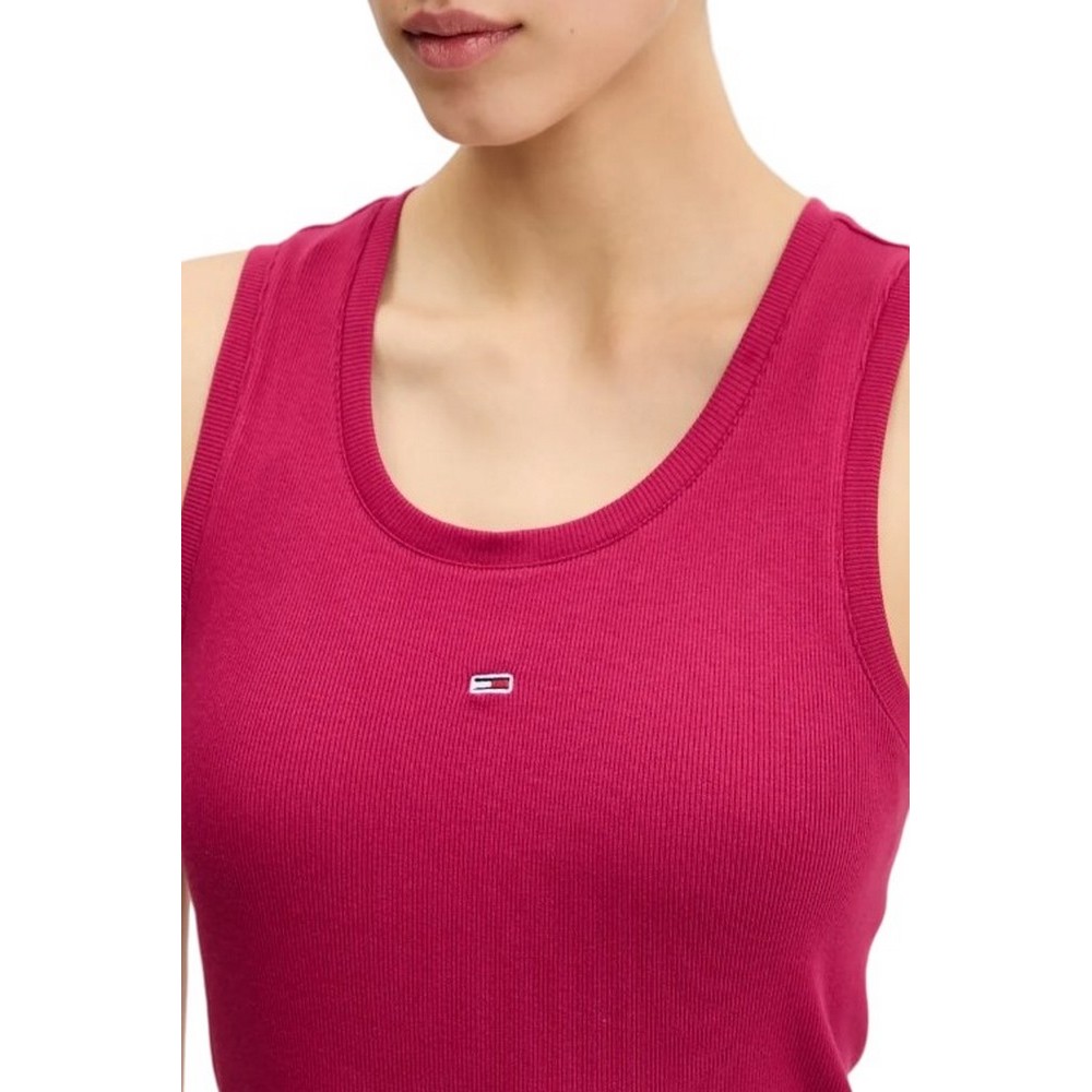 TOMMY JEANS ESSENTIAL RIB BODYCON EXT ΦΟΡΕΜΑ ΓΥΝΑΙΚΕΙΟ MAGENTA