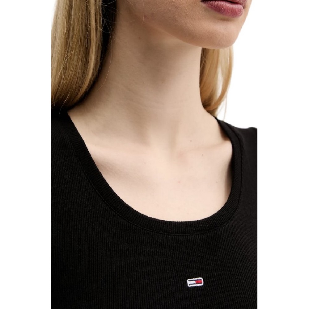 TOMMY JEANS ESSENTIAL RIB BODYCON EXT ΦΟΡΕΜΑ ΓΥΝΑΙΚΕΙΟ BLACK
