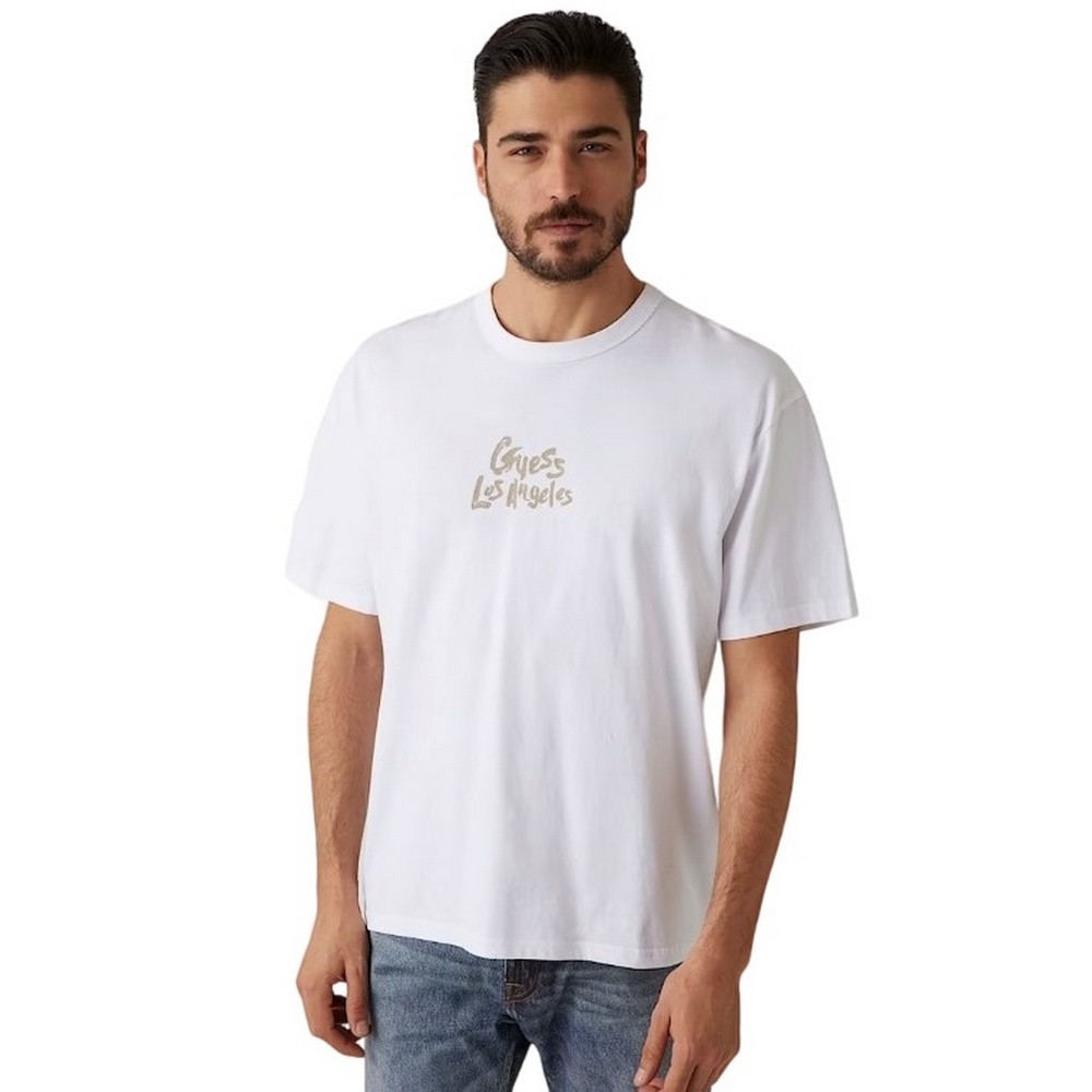 GUESS CN PATCH AT BACK TEE T-SHIRT ΜΠΛΟΥΖΑ ΑΝΔΡΙΚΗ WHITE