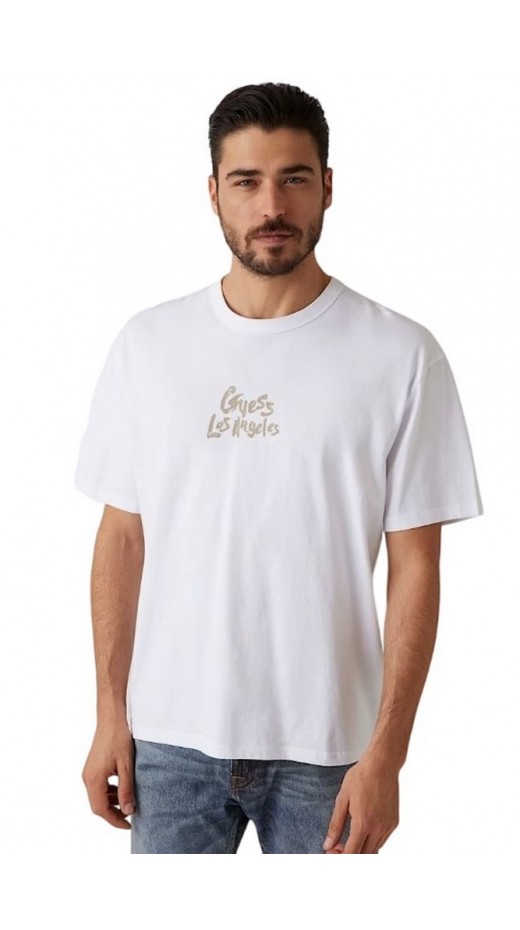 GUESS CN PATCH AT BACK TEE T-SHIRT ΜΠΛΟΥΖΑ ΑΝΔΡΙΚΗ WHITE
