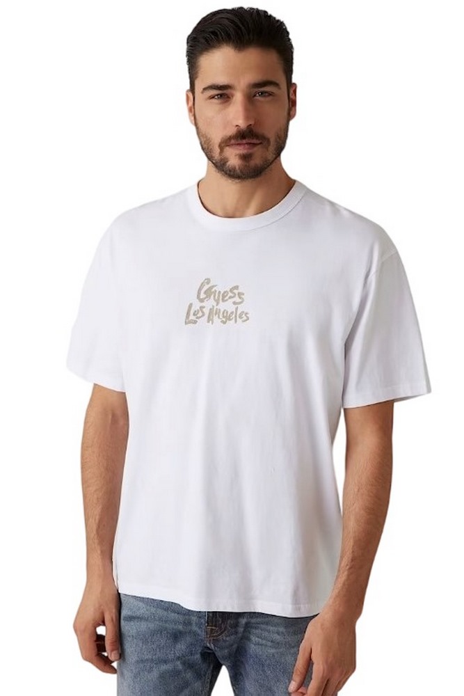 GUESS CN PATCH AT BACK TEE T-SHIRT ΜΠΛΟΥΖΑ ΑΝΔΡΙΚΗ WHITE