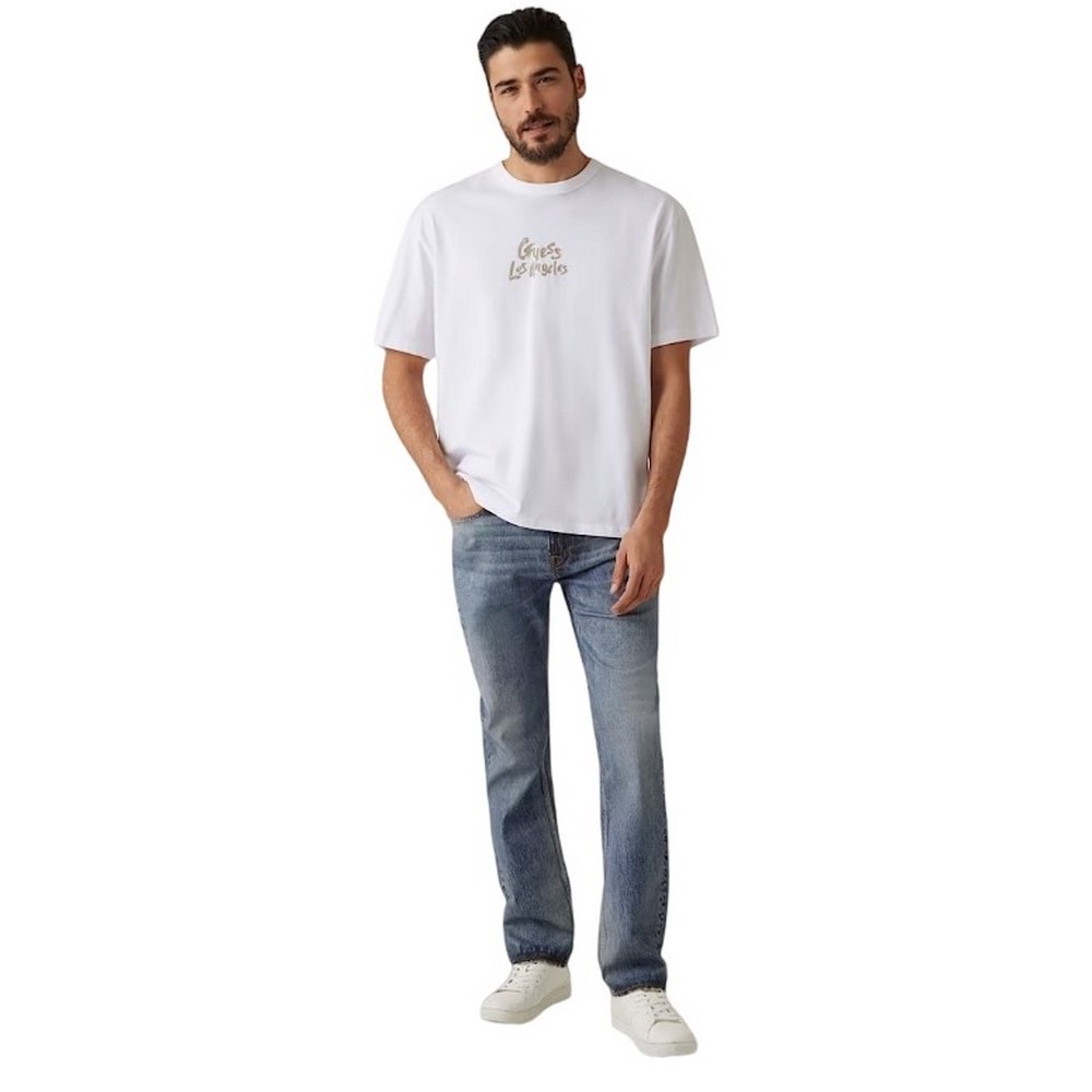 GUESS CN PATCH AT BACK TEE T-SHIRT ΜΠΛΟΥΖΑ ΑΝΔΡΙΚΗ WHITE