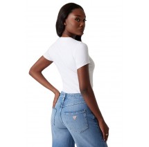 GUESS GLITTER DEGRADE LOGO TEE T-SHIRT ΜΠΛΟΥΖΑ ΓΥΝΑΙΚΕΙΑ WHITE