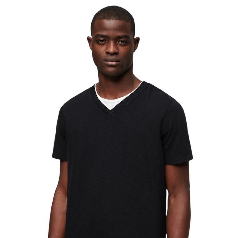 SUPERDRY  V NECK SLUB T-SHIRT ΜΠΛΟΥΖΑ ΑΝΔΡΙΚΗ BLACK