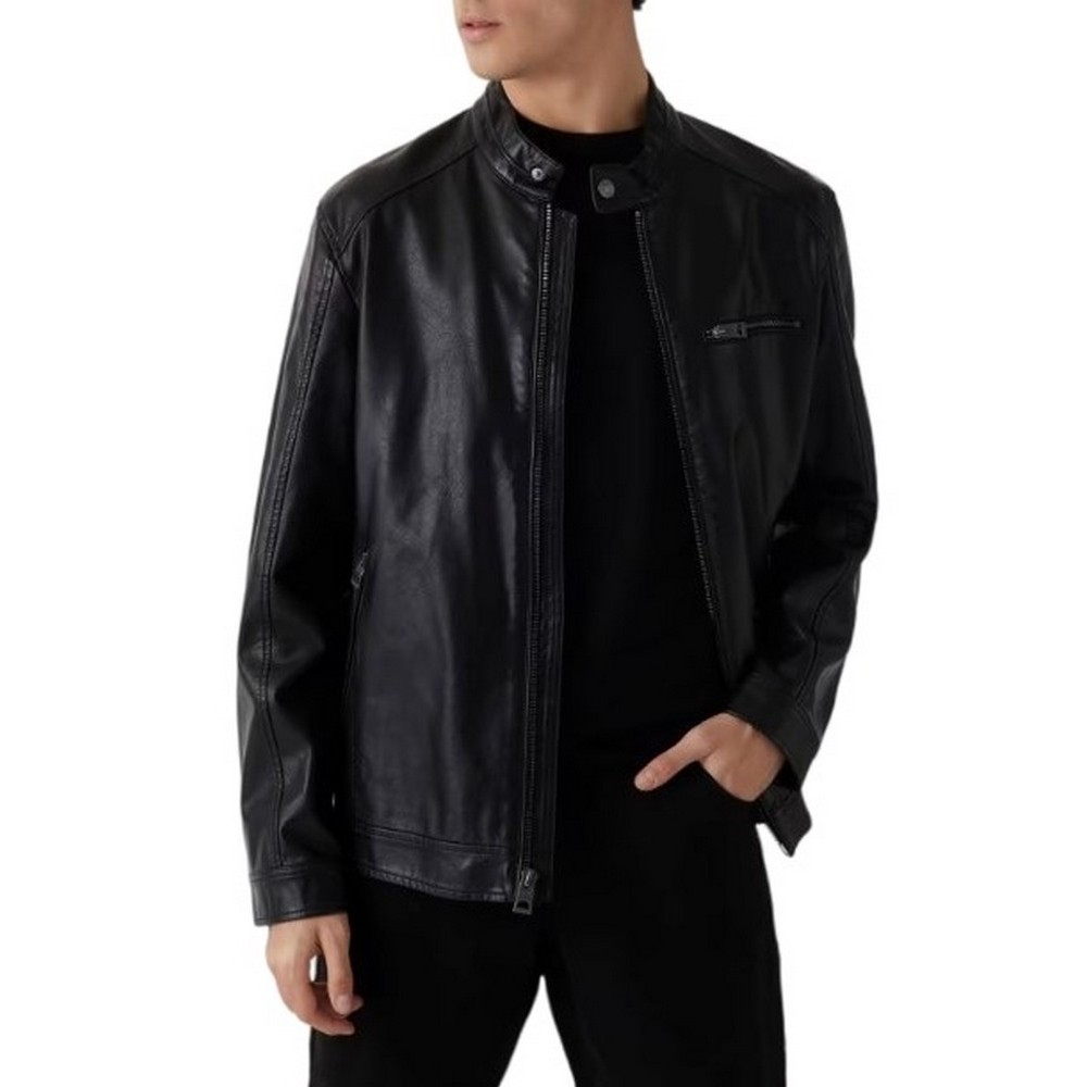 GUESS PU LEATHER BIKER ΜΠΟΥΦΑΝ ΑΝΔΡΙΚΟ BLACK