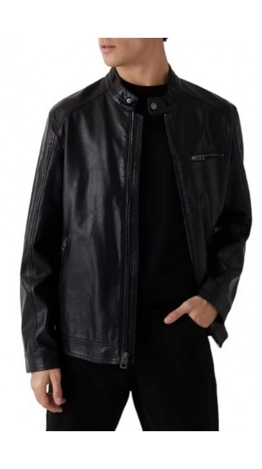 GUESS PU LEATHER BIKER ΜΠΟΥΦΑΝ ΑΝΔΡΙΚΟ BLACK